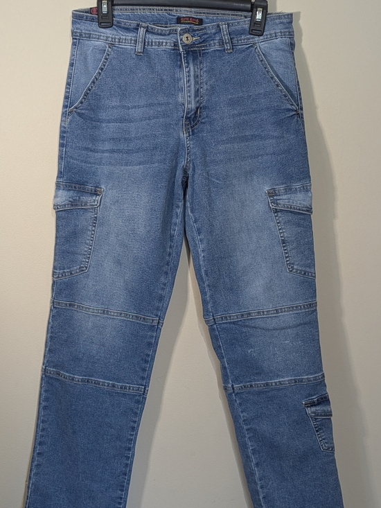 Elite Jeans Denim - Elite Jeans Cargo Straight Jeans Women Size 9/29 Blue Utility Pocket Mid Rise